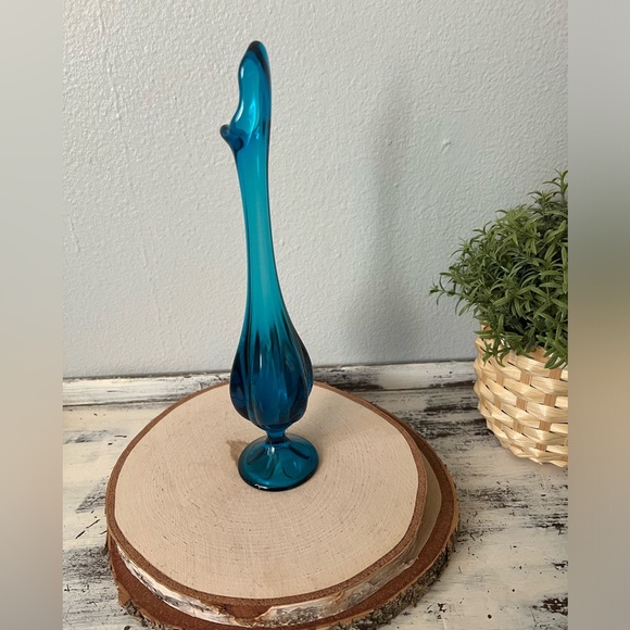 ✨SOLD✨Vintage Viking Blue Mid Century Swung Vase 10.75" Bluenique Handmade Blown - Picture 2 of 10